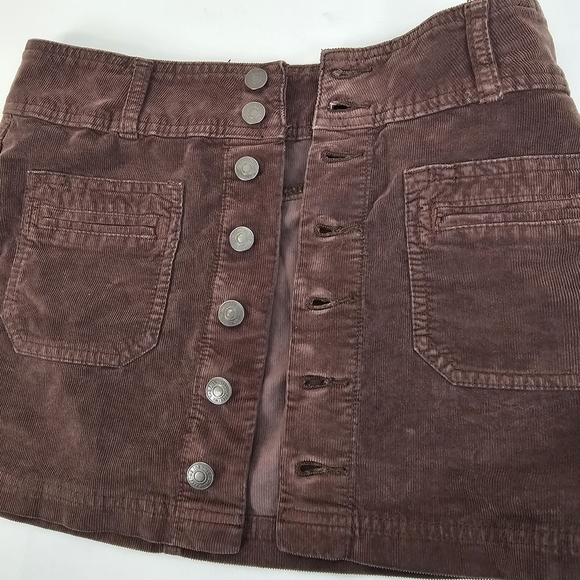 Free People We The Free Joanie Corduroy Button Front Mini Skirt Brown Size 26 - Picture 5 of 11